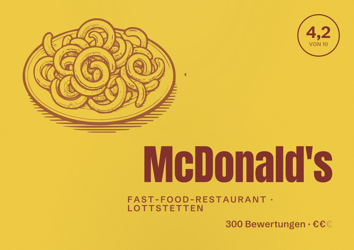Illustriertes Poster von McDonald's, Fast-Food-Restaurant in Lottstetten: Bewertung 4,2 von 10 aus 300 Bewertungen, Preisniveau €€