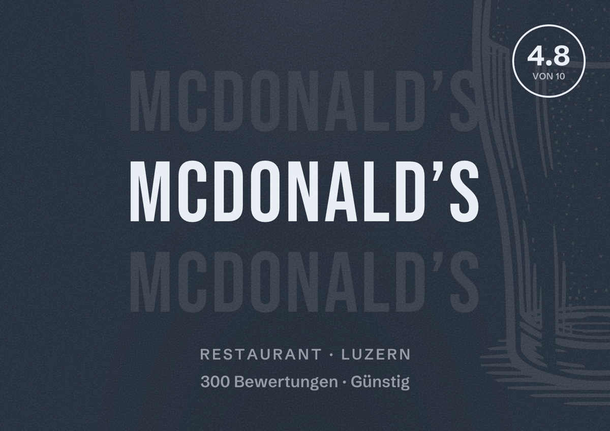 Illustriertes Poster von McDonald’s, Restaurant in Luzern: Bewertung 4.8 von 10 aus 300 Bewertungen, Preisniveau Günstig