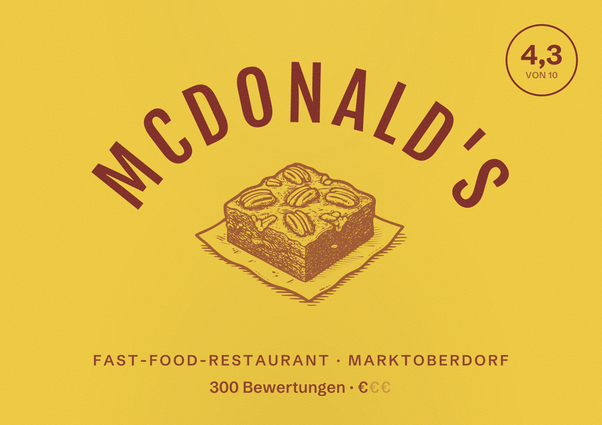 Illustriertes Poster von McDonald's, Fast-Food-Restaurant in Marktoberdorf: Bewertung 4,3 von 10 aus 300 Bewertungen, Preisniveau €
