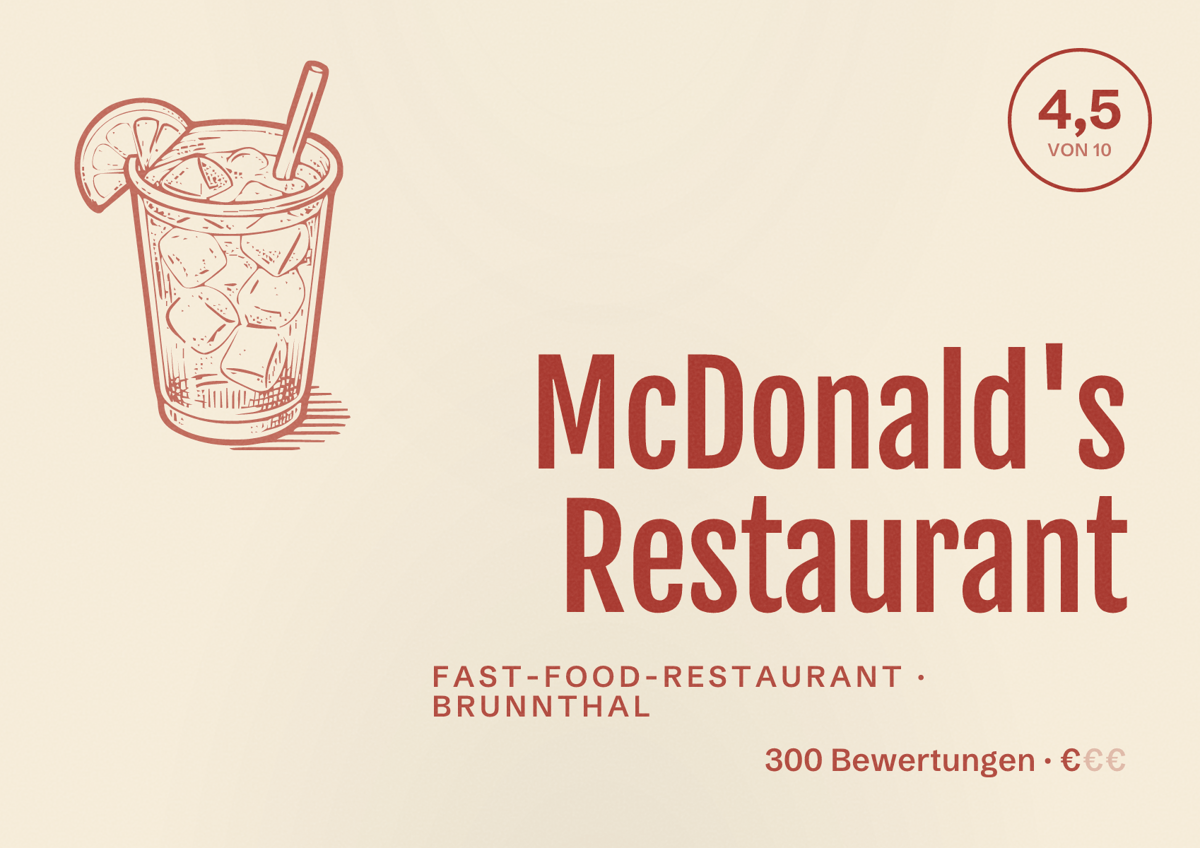 Illustriertes Poster von McDonald's Restaurant, Fast-Food-Restaurant in Brunnthal: Bewertung 4,5 von 10 aus 300 Bewertungen, Preisniveau €