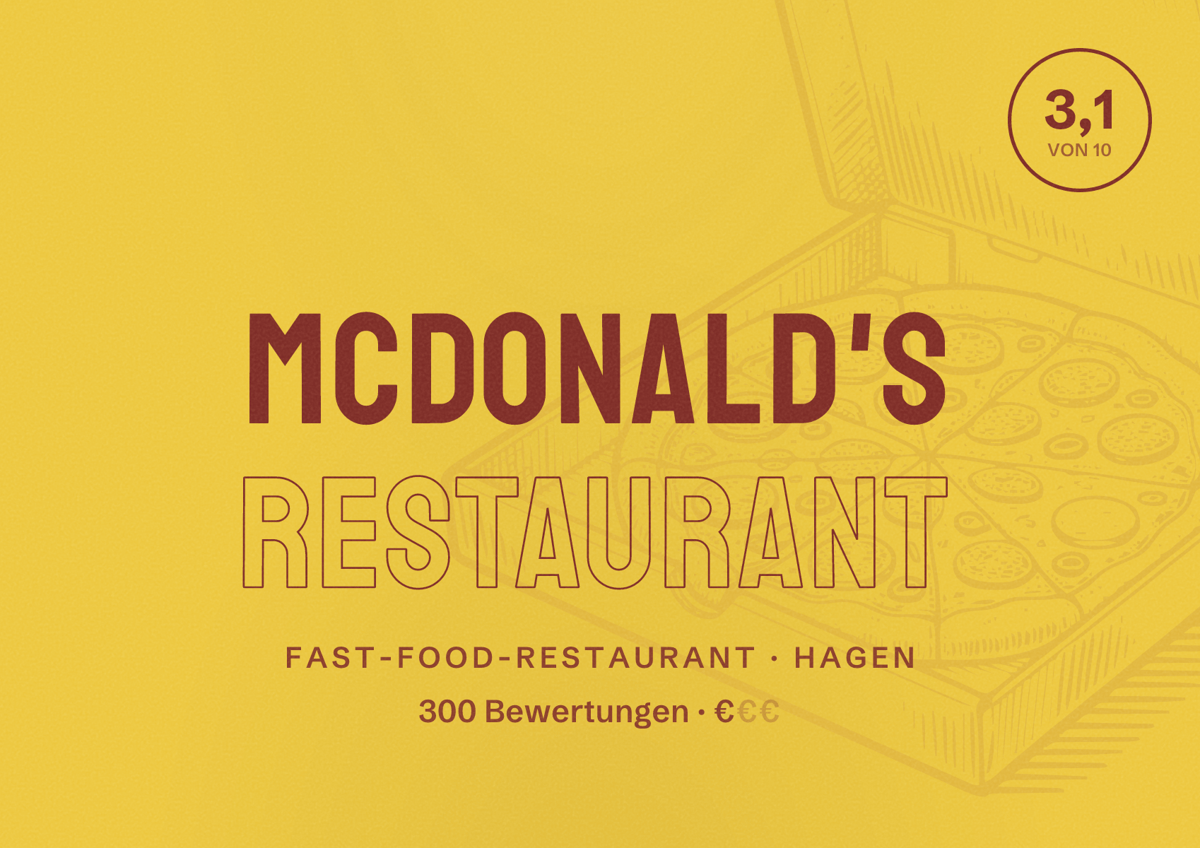 Illustriertes Poster von McDonald's Restaurant, Fast-Food-Restaurant in Hagen: Bewertung 3,1 von 10 aus 300 Bewertungen, Preisniveau €
