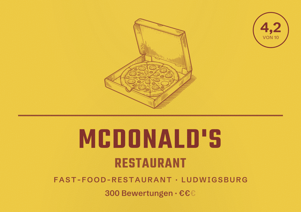 Illustriertes Poster von McDonald's Restaurant, Fast-Food-Restaurant in Ludwigsburg: Bewertung 4,2 von 10 aus 300 Bewertungen, Preisniveau €€