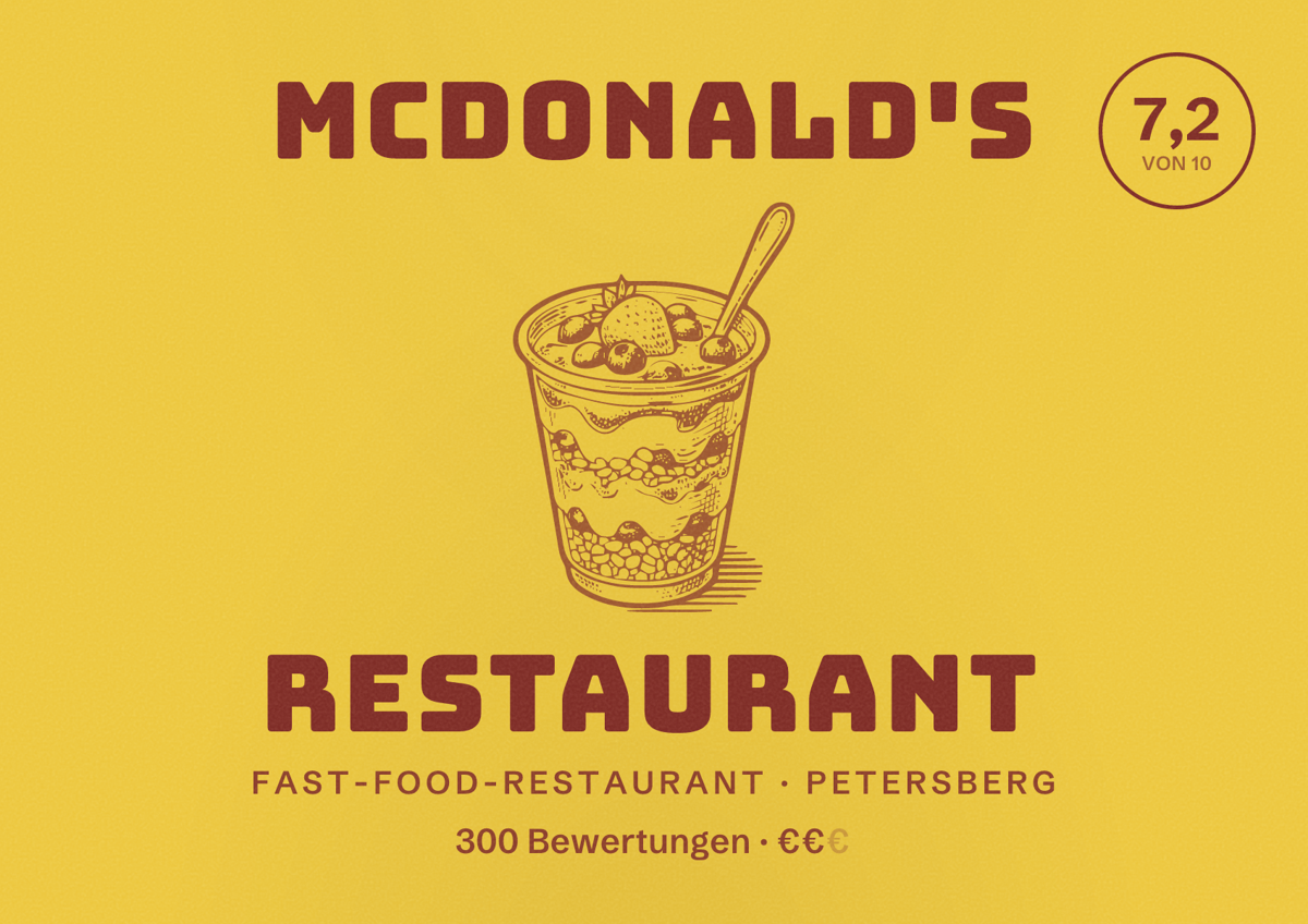 Illustriertes Poster von McDonald's Restaurant, Fast-Food-Restaurant in Petersberg: Bewertung 7,2 von 10 aus 300 Bewertungen, Preisniveau €€