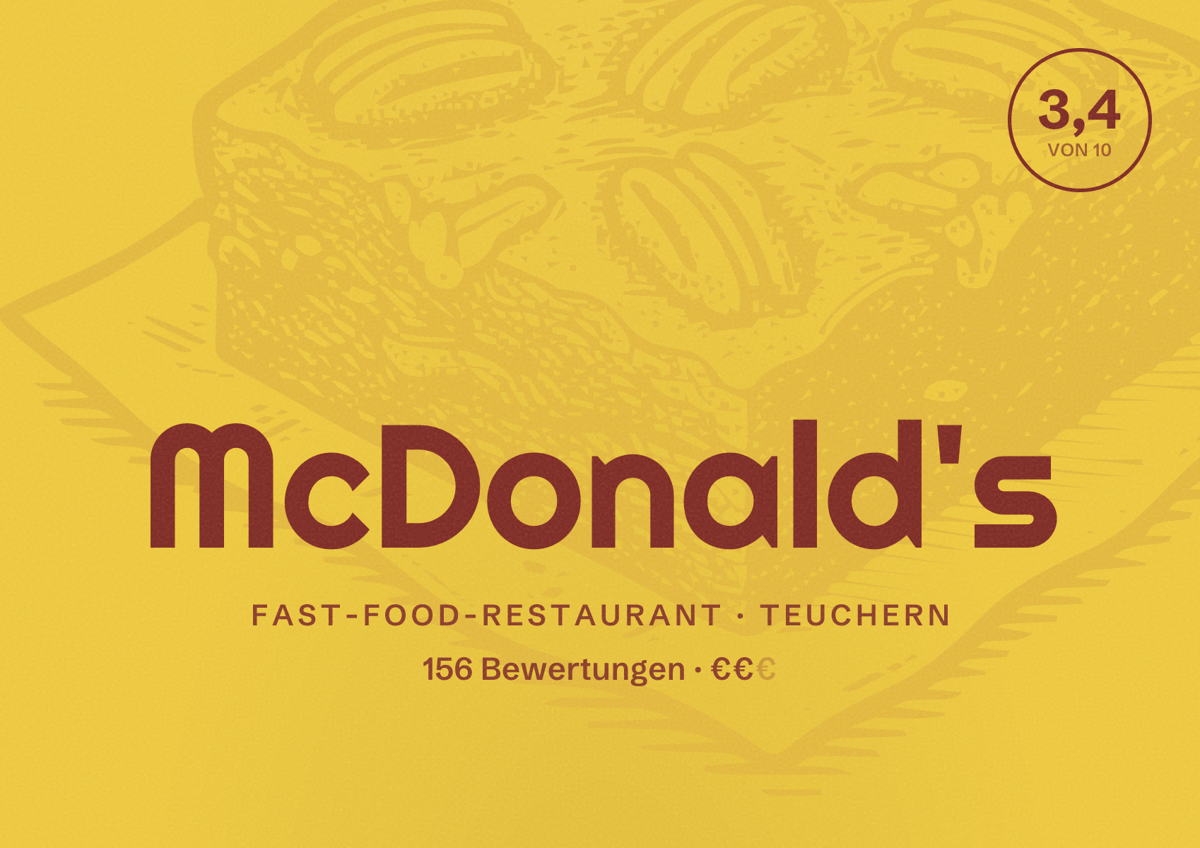 Illustriertes Poster von McDonald's, Fast-Food-Restaurant in Teuchern: Bewertung 3,4 von 10 aus 156 Bewertungen, Preisniveau €€