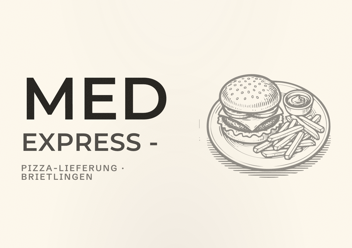 Illustriertes Poster von Med Express -, Pizza-Lieferung in Brietlingen