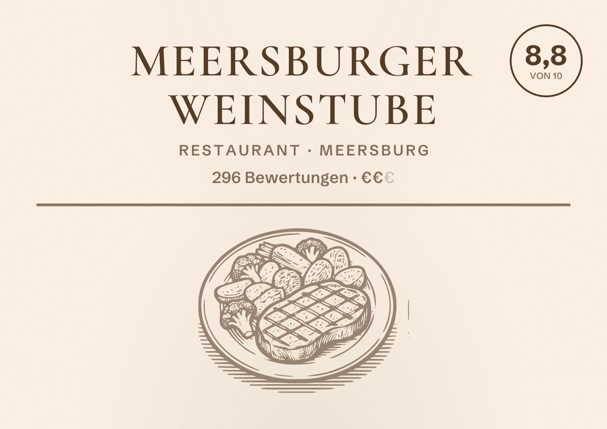 Illustriertes Poster von Meersburger Weinstube, Restaurant in Meersburg: Bewertung 8,8 von 10 aus 296 Bewertungen, Preisniveau €€