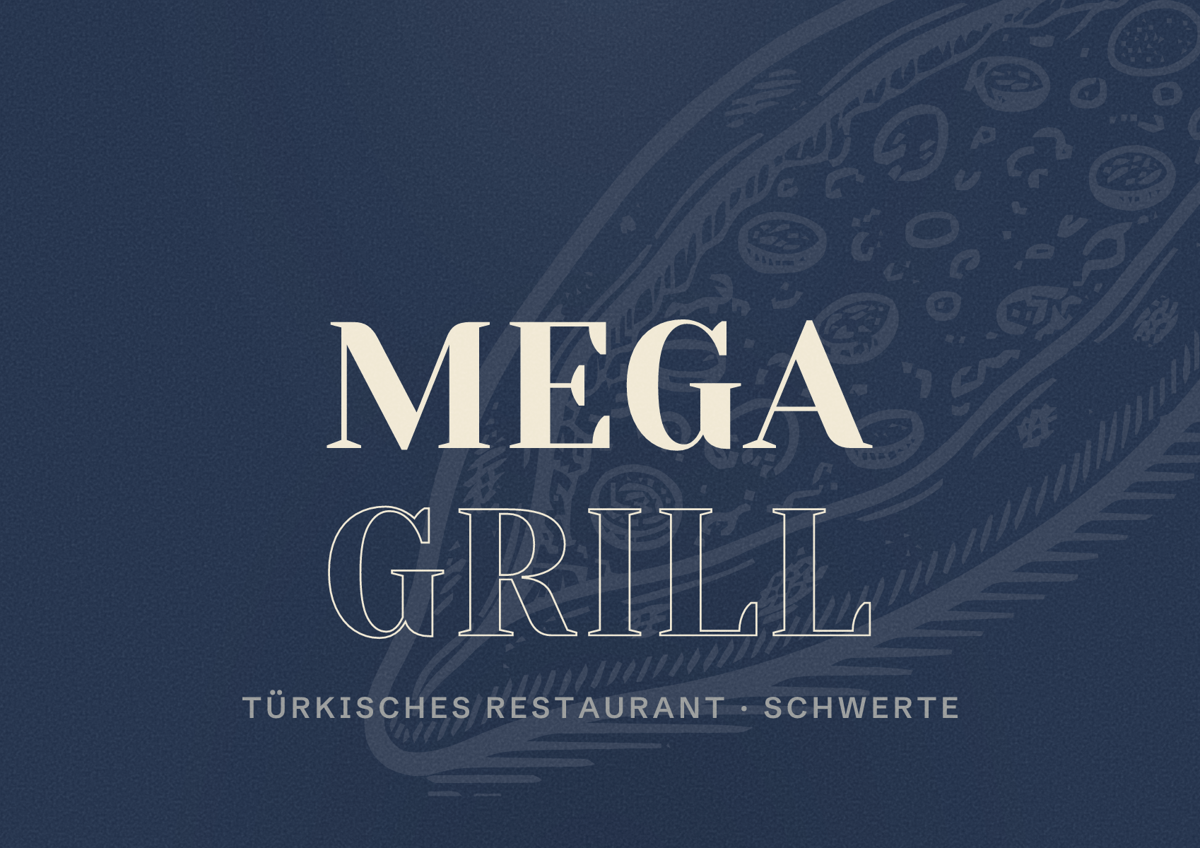 Illustriertes Poster von Mega Grill, Türkisches Restaurant in Schwerte