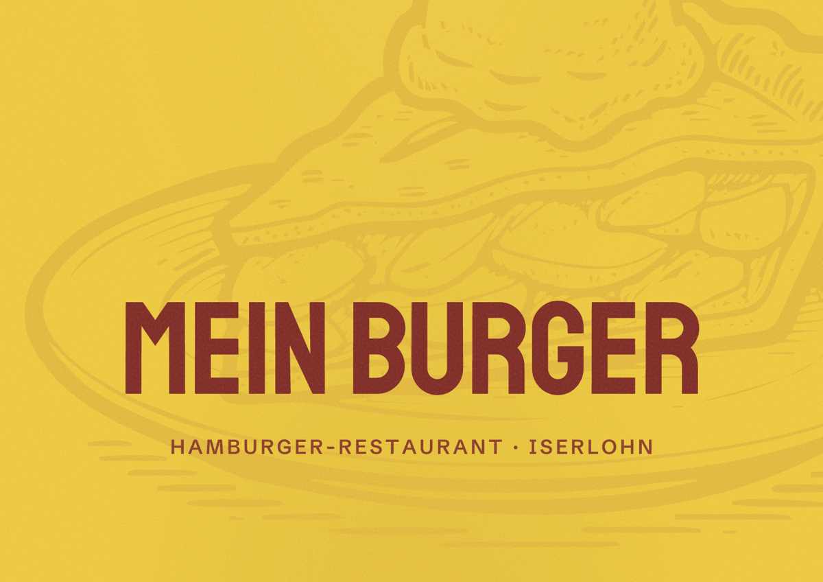 Illustriertes Poster von Mein Burger, Hamburger-Restaurant in Iserlohn