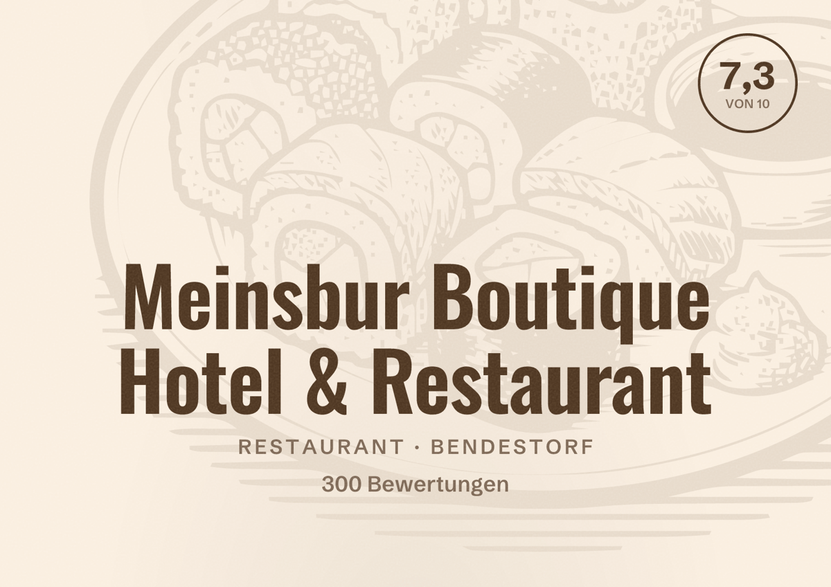 Illustriertes Poster von Meinsbur Boutique Hotel & Restaurant, Restaurant in Bendestorf: Bewertung 7,3 von 10 aus 300 Bewertungen