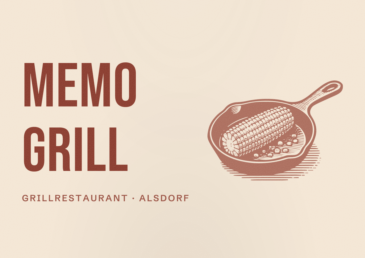 Illustriertes Poster von Memo Grill, Grillrestaurant in Alsdorf