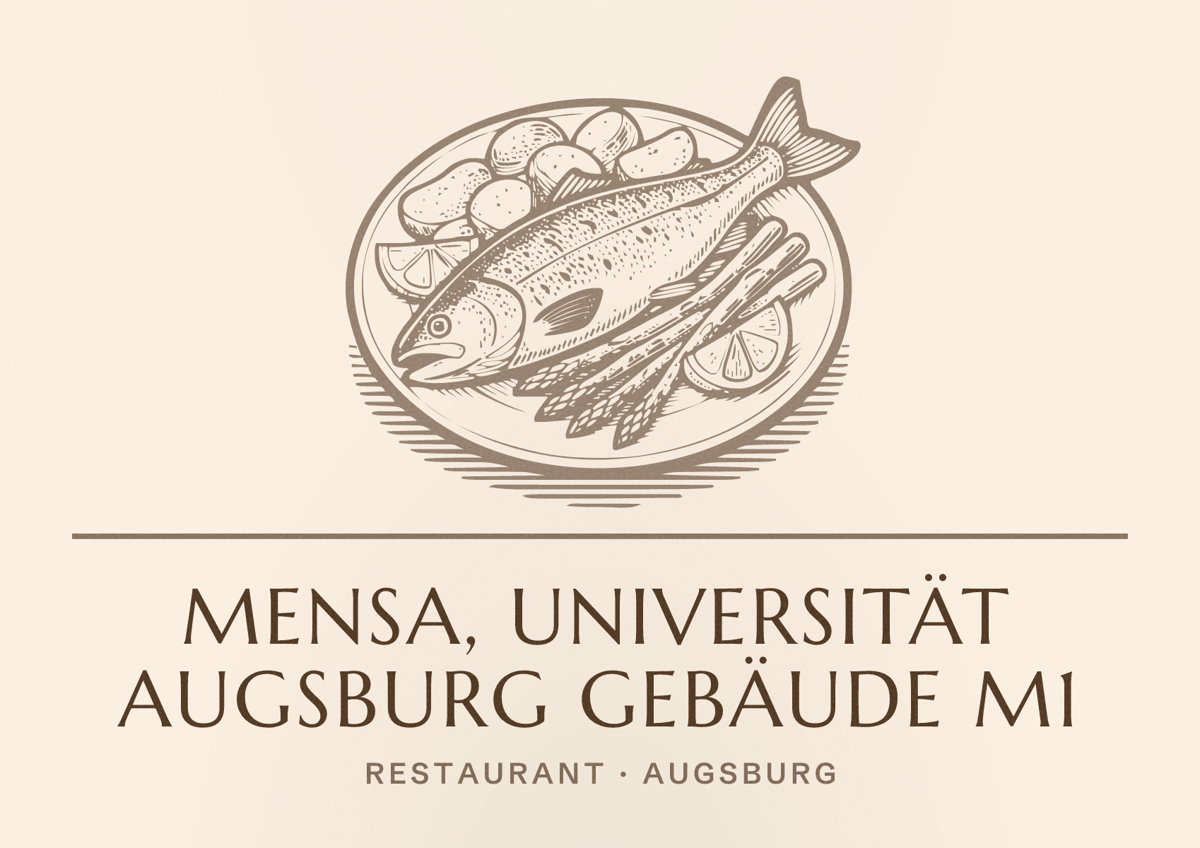 Illustriertes Poster von Mensa, Universität Augsburg Gebäude M1, Restaurant in Augsburg