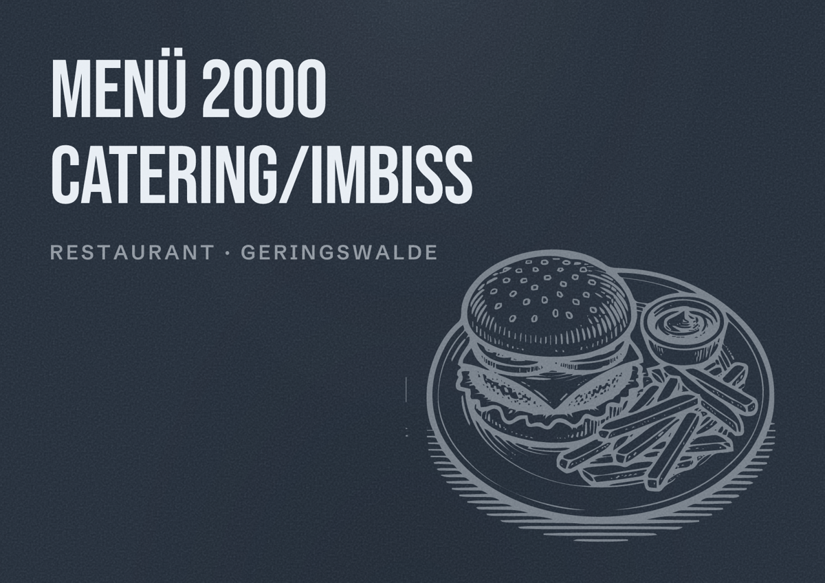 Illustriertes Poster von Menü 2000 Catering/Imbiss, Restaurant in Geringswalde