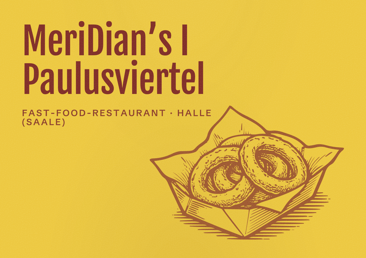 Illustriertes Poster von MeriDian’s I Paulusviertel, Fast-Food-Restaurant in Halle (Saale)