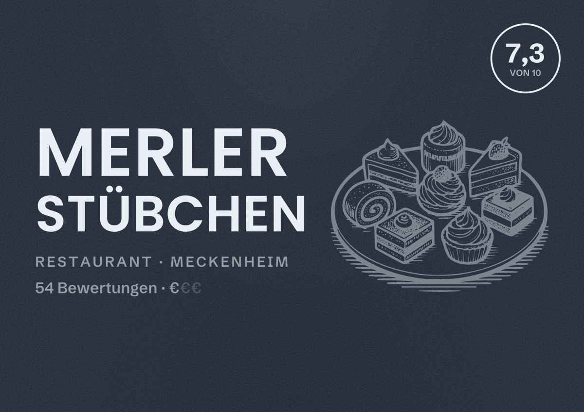 Illustriertes Poster von Merler Stübchen, Restaurant in Meckenheim: Bewertung 7,3 von 10 aus 54 Bewertungen, Preisniveau €