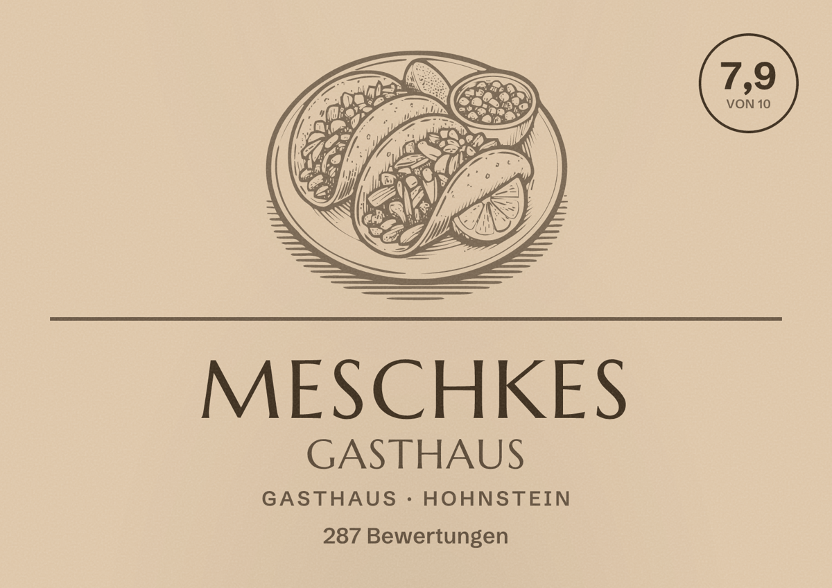 Illustriertes Poster von Meschkes Gasthaus, Gasthaus in Hohnstein: Bewertung 7,9 von 10 aus 287 Bewertungen