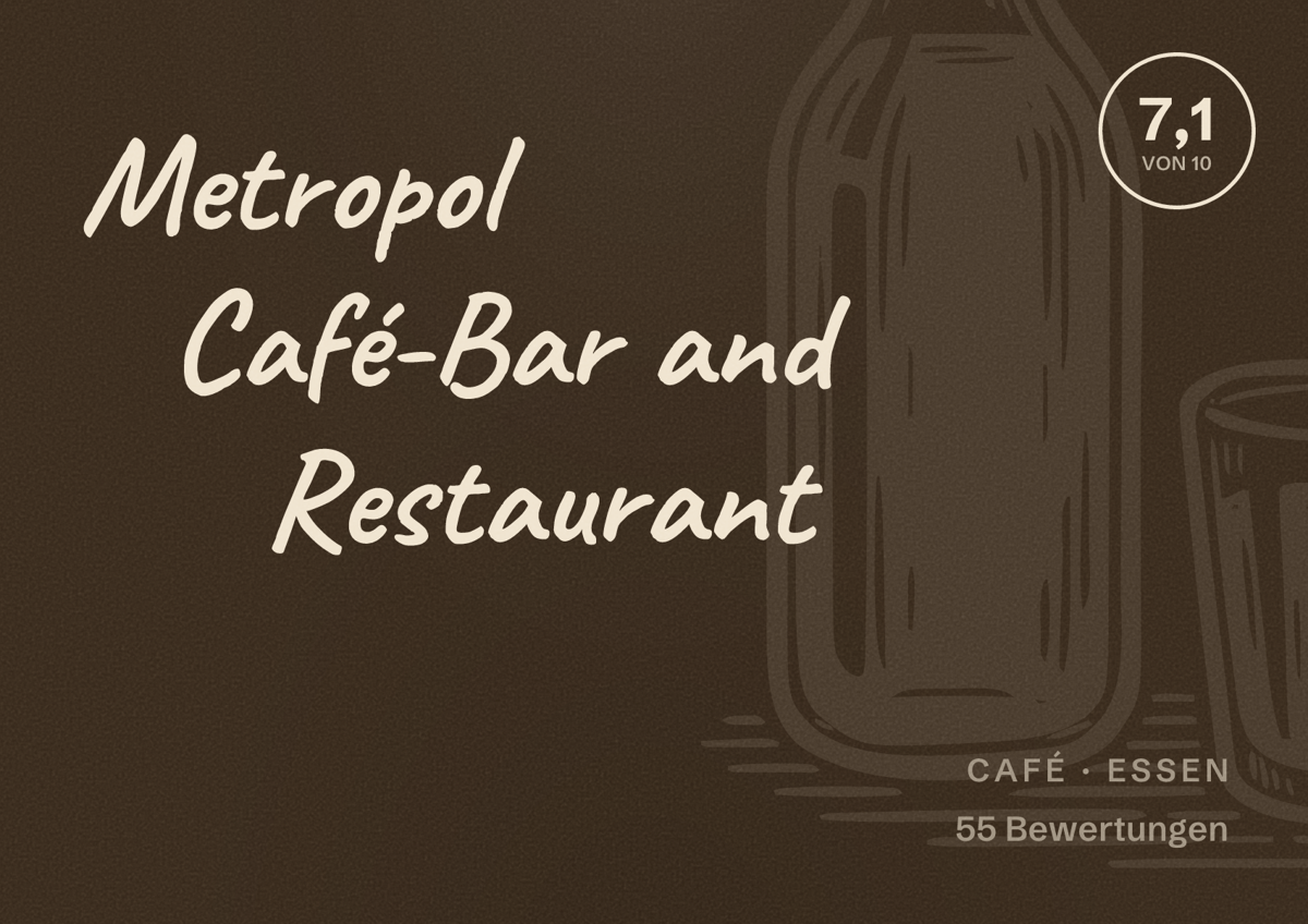 Illustriertes Poster von Metropol Café-Bar and Restaurant, Café in Essen: Bewertung 7,1 von 10 aus 55 Bewertungen