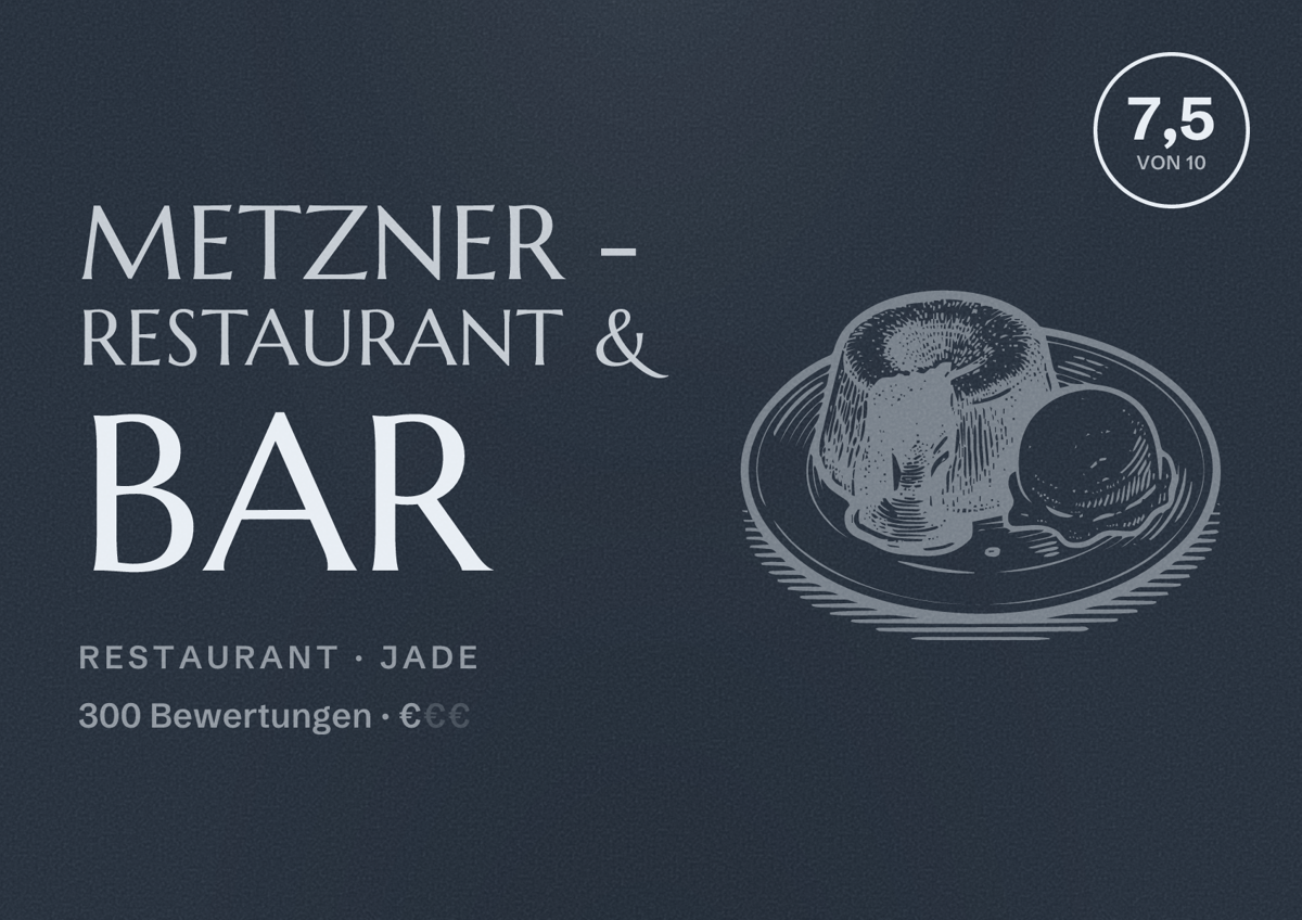 Illustriertes Poster von METZNER - Restaurant & Bar, Restaurant in Jade: Bewertung 7,5 von 10 aus 300 Bewertungen, Preisniveau €