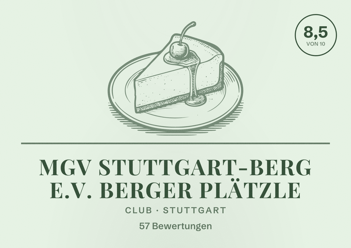 Illustriertes Poster von MGV Stuttgart-Berg e.V. Berger Plätzle, Club in Stuttgart: Bewertung 8,5 von 10 aus 57 Bewertungen