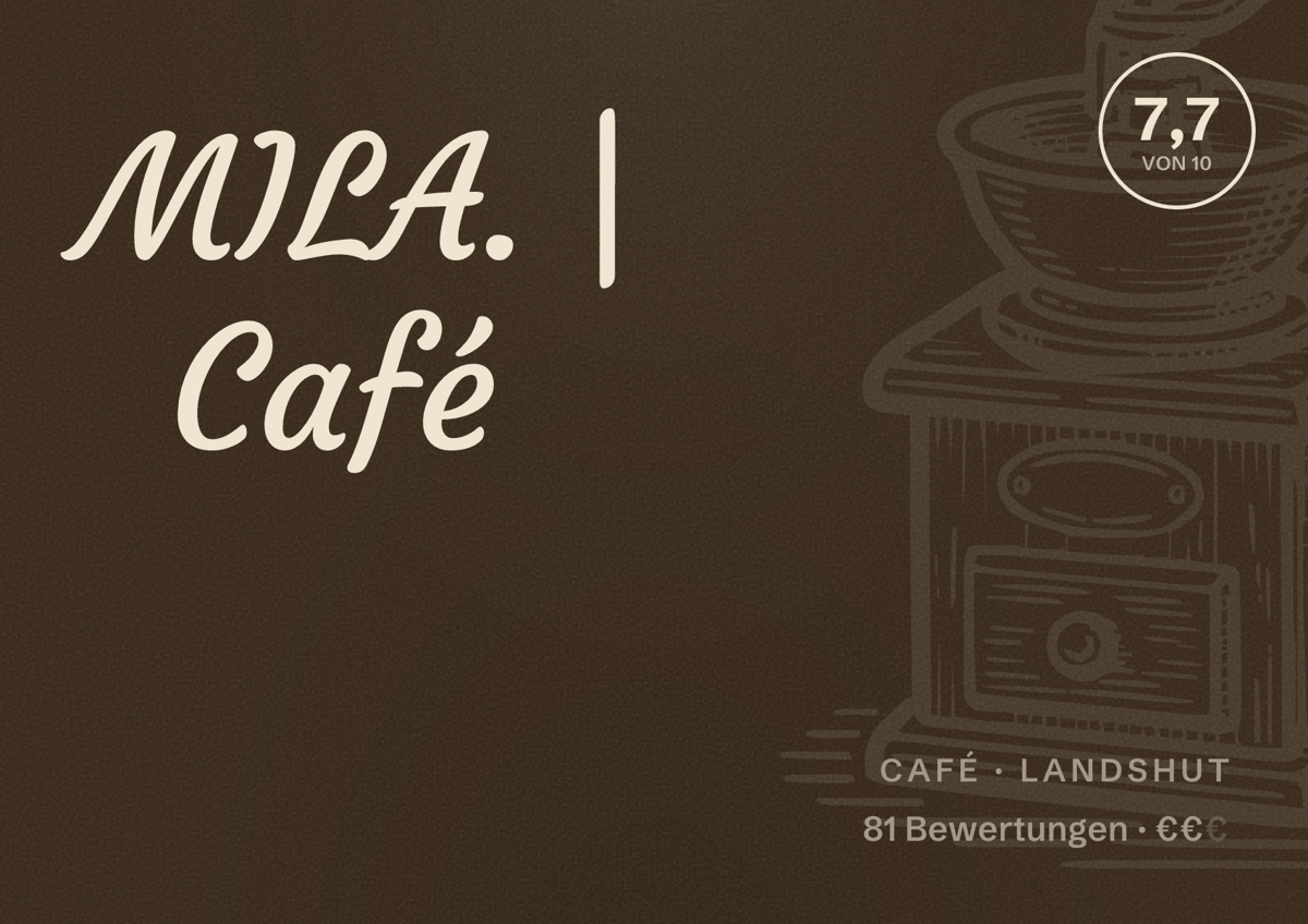 Illustriertes Poster von MILA. | Café, Café in Landshut: Bewertung 7,7 von 10 aus 81 Bewertungen, Preisniveau €€