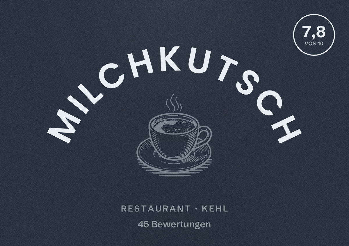 Illustriertes Poster von Milchkutsch, Restaurant in Kehl: Bewertung 7,8 von 10 aus 45 Bewertungen