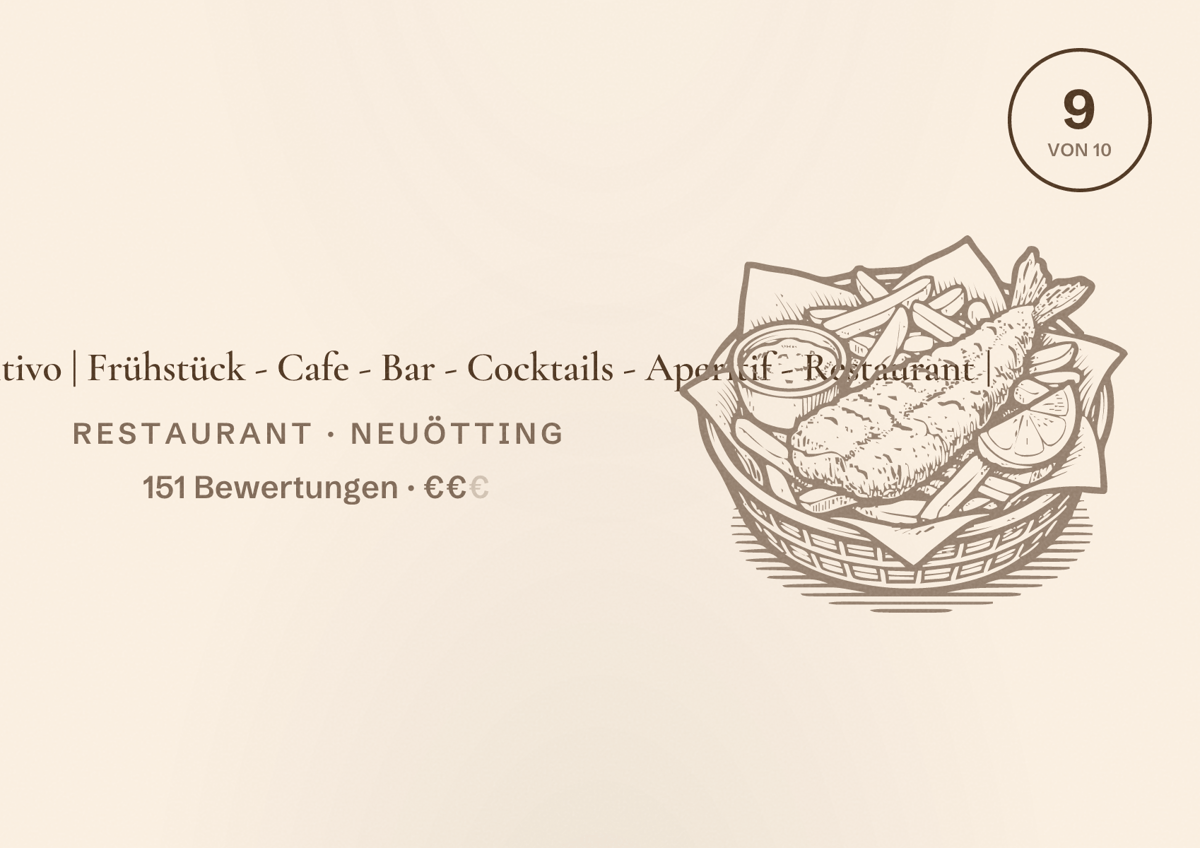 Illustriertes Poster von Milo von Aperitivo | Frühstück - Cafe - Bar - Cocktails - Aperitif - Restaurant |, Restaurant in Neuötting: Bewertung 9 von 10 aus 151 Bewertungen, Preisniveau €€
