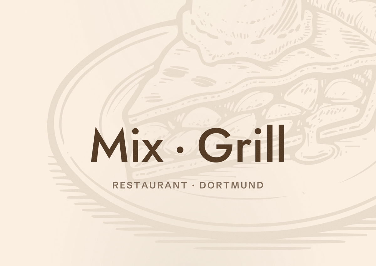 Illustriertes Poster von Mix Grill, Restaurant in Dortmund
