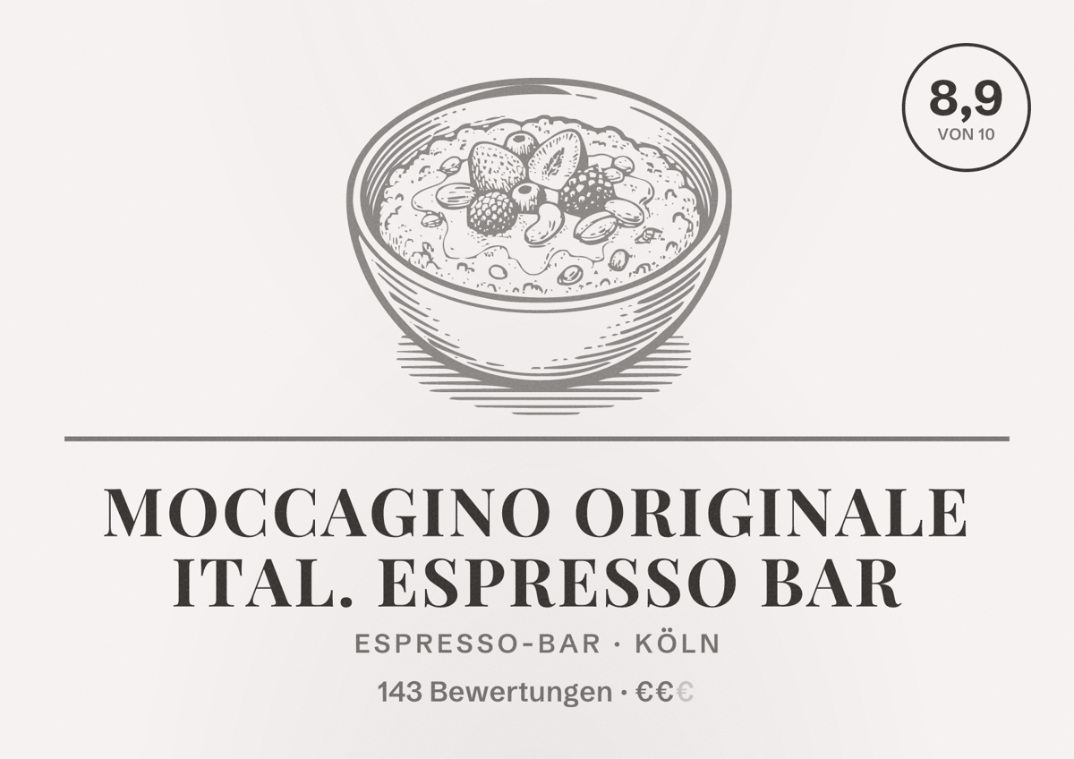 Illustriertes Poster von MoccaGino Originale Ital. Espresso Bar, Espresso-Bar in Köln: Bewertung 8,9 von 10 aus 143 Bewertungen, Preisniveau €€