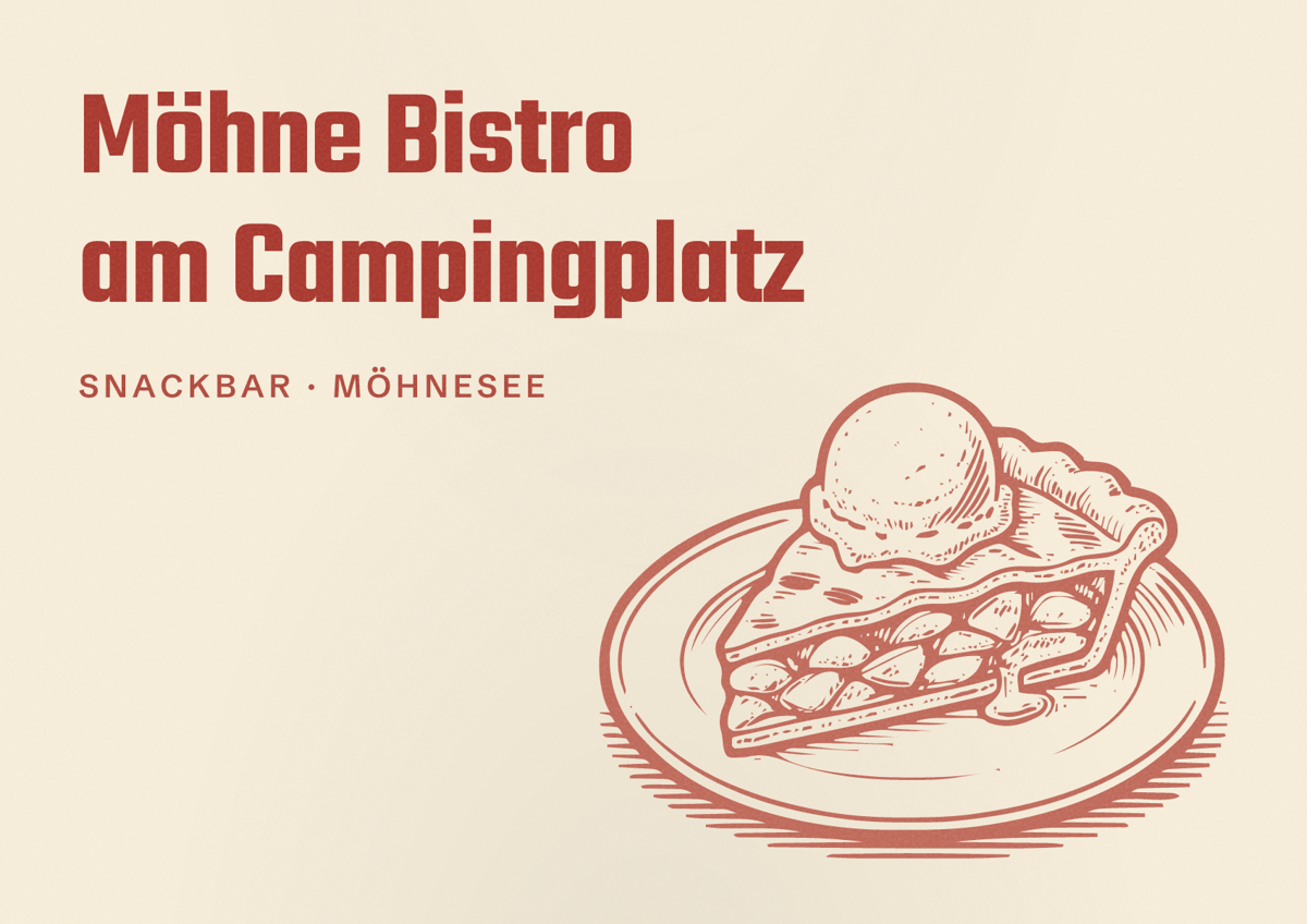 Illustriertes Poster von Möhne Bistro am Campingplatz, Snackbar in Möhnesee