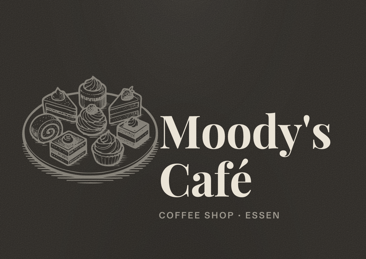 Illustriertes Poster von Moody's Café, Coffee Shop in Essen