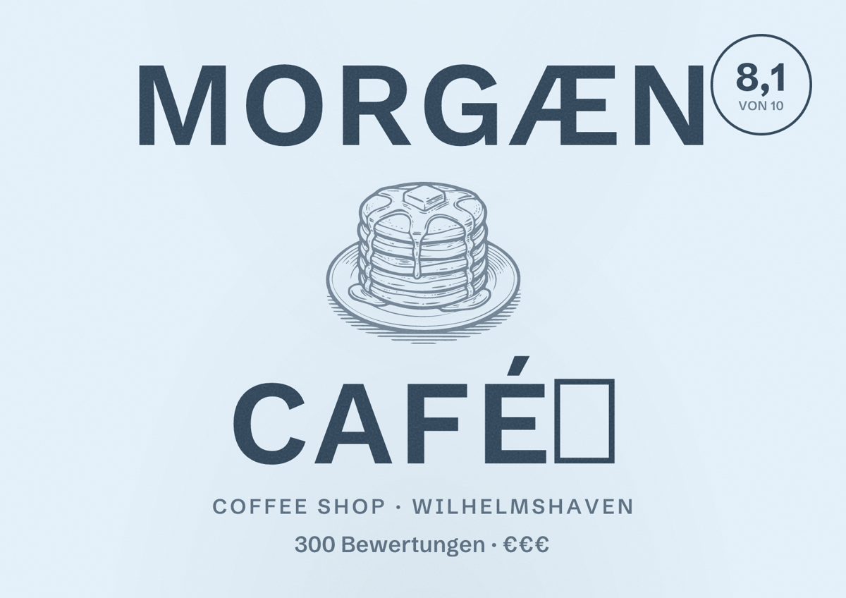 Illustriertes Poster von MORGÆN café☕, Coffee Shop in Wilhelmshaven: Bewertung 8,1 von 10 aus 300 Bewertungen, Preisniveau €€€