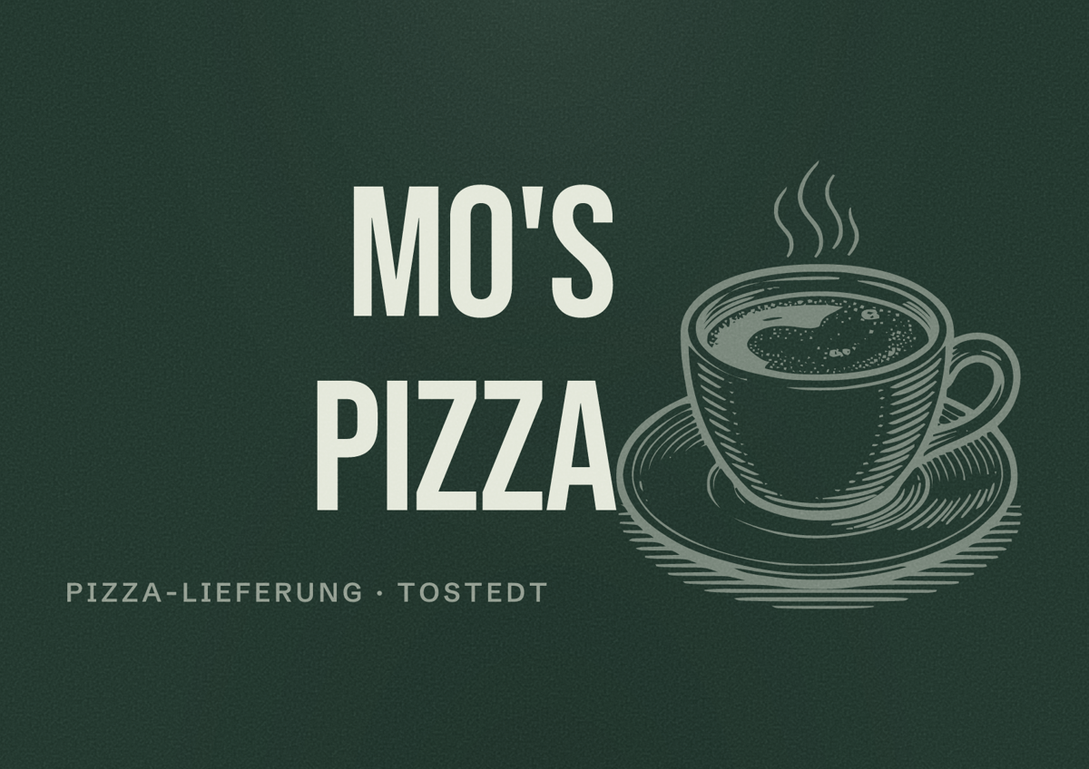 Illustriertes Poster von Mo's Pizza, Pizza-Lieferung in Tostedt