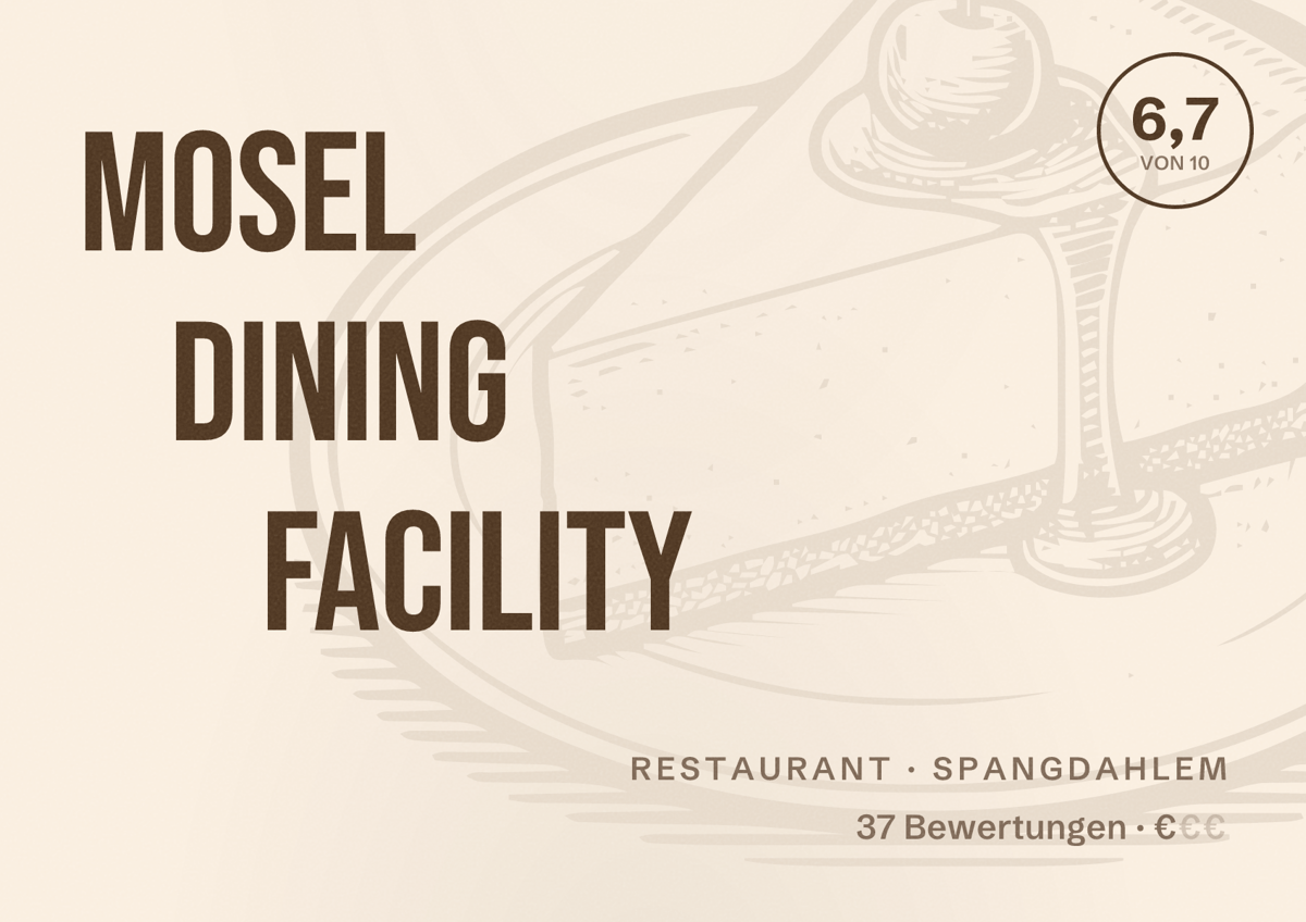 Illustriertes Poster von Mosel Dining Facility, Restaurant in Spangdahlem: Bewertung 6,7 von 10 aus 37 Bewertungen, Preisniveau €