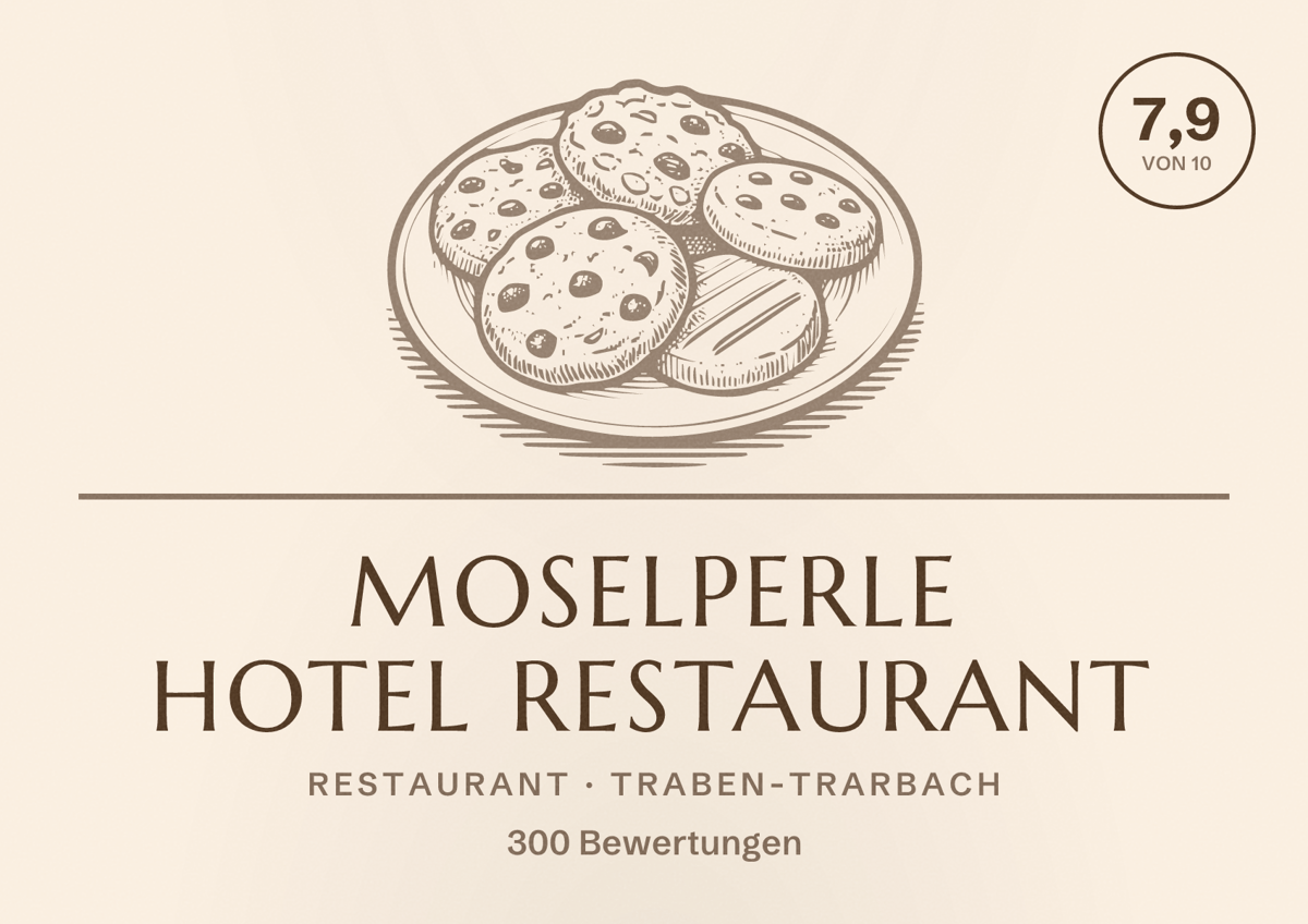 Illustriertes Poster von Moselperle Hotel Restaurant, Restaurant in Traben-Trarbach: Bewertung 7,9 von 10 aus 300 Bewertungen