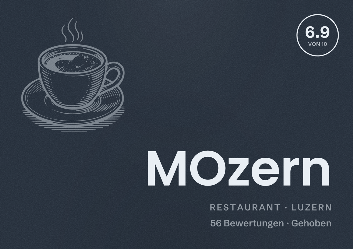 Illustriertes Poster von MOzern, Restaurant in Luzern: Bewertung 6.9 von 10 aus 56 Bewertungen, Preisniveau Gehoben