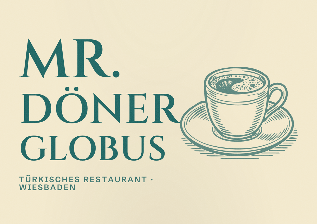 Illustriertes Poster von Mr. Döner Globus, Türkisches Restaurant in Wiesbaden