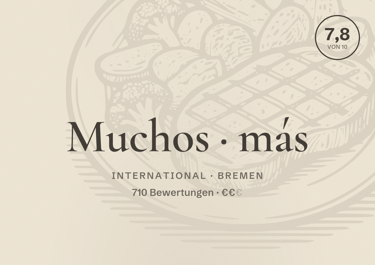 Illustriertes Poster von Muchos más, International in Bremen: Bewertung 7,8 von 10 aus 710 Bewertungen, Preisniveau €€