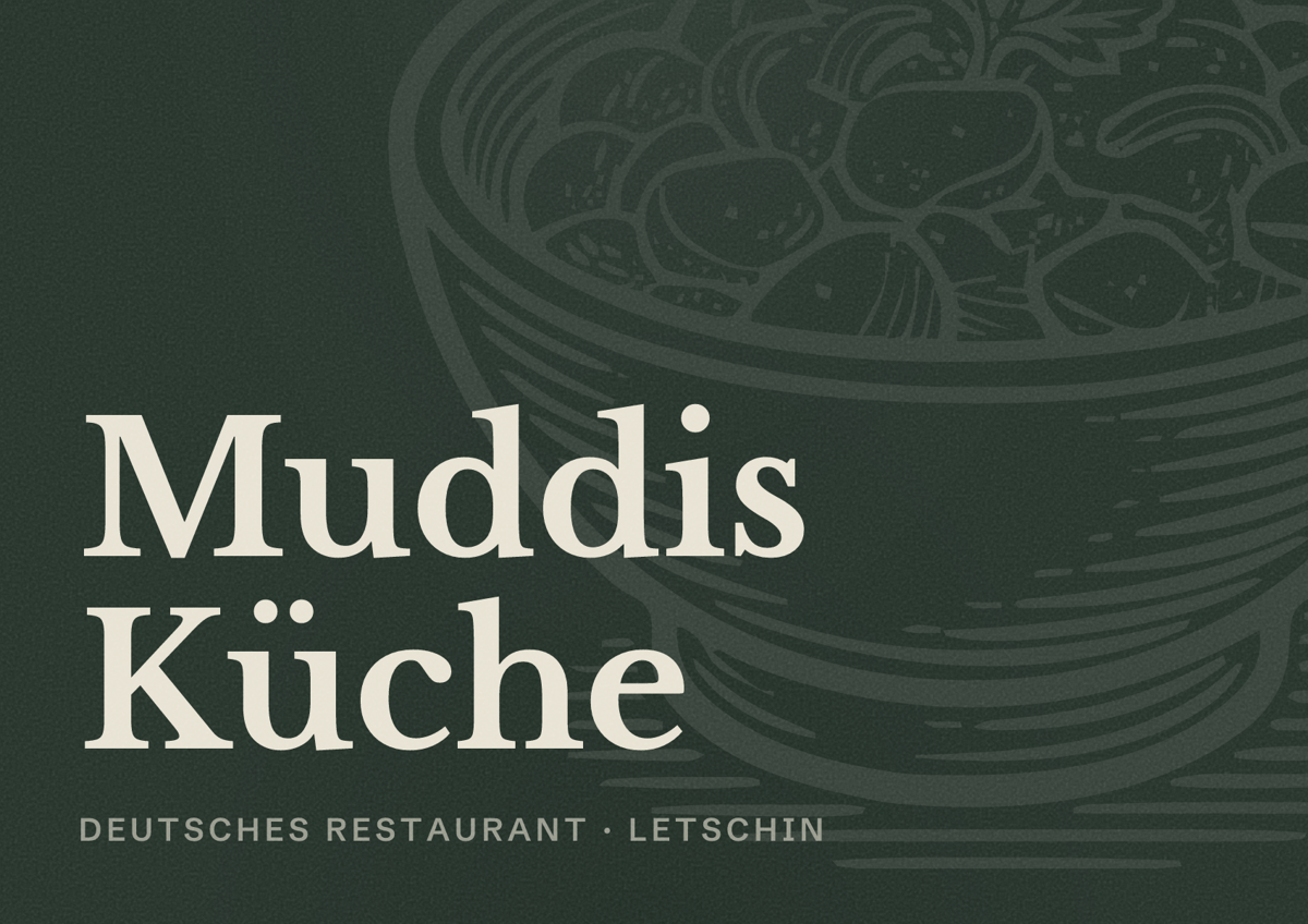 Illustriertes Poster von Muddis Küche, Deutsches Restaurant in Letschin