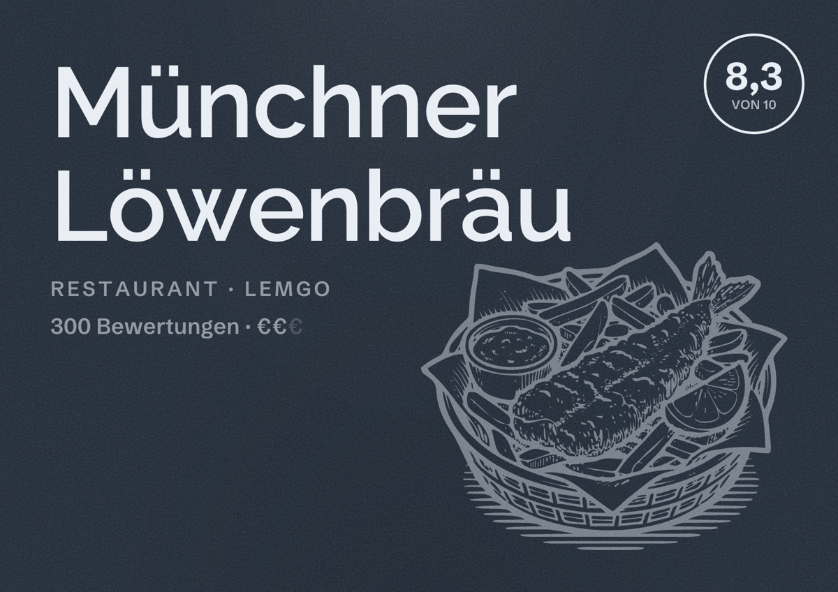 Illustriertes Poster von Münchner Löwenbräu, Restaurant in Lemgo: Bewertung 8,3 von 10 aus 300 Bewertungen, Preisniveau €€