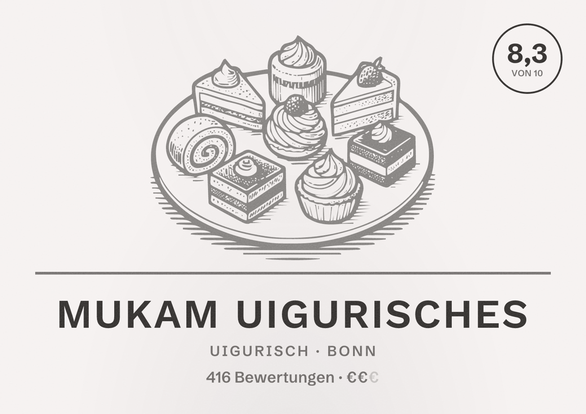 Illustriertes Poster von Mukam Uigurisches, Uigurisch in Bonn: Bewertung 8,3 von 10 aus 416 Bewertungen, Preisniveau €€
