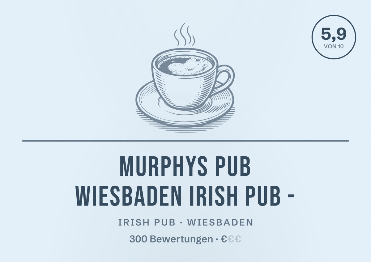Illustriertes Poster von Murphys Pub Wiesbaden Irish Pub -, Irish Pub in Wiesbaden: Bewertung 5,9 von 10 aus 300 Bewertungen, Preisniveau €