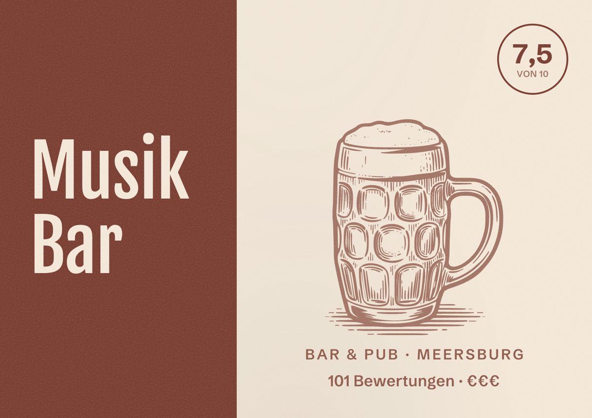 Illustriertes Poster von Musik Bar, Bar & Pub in Meersburg: Bewertung 7,5 von 10 aus 101 Bewertungen, Preisniveau €€€