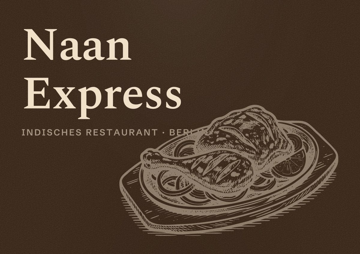 Illustriertes Poster von Naan Express, Indisches Restaurant in Berlin