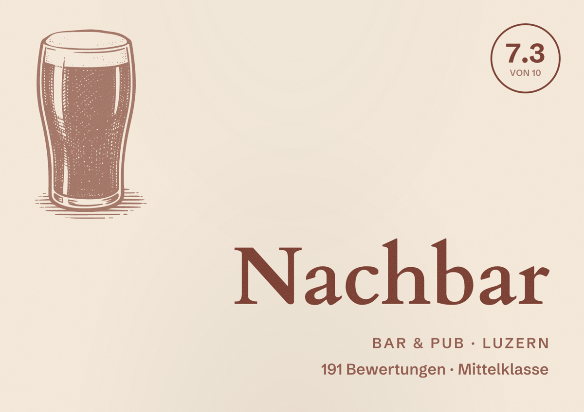 Illustriertes Poster von Nachbar, Bar & Pub in Luzern: Bewertung 7.3 von 10 aus 191 Bewertungen, Preisniveau Mittelklasse