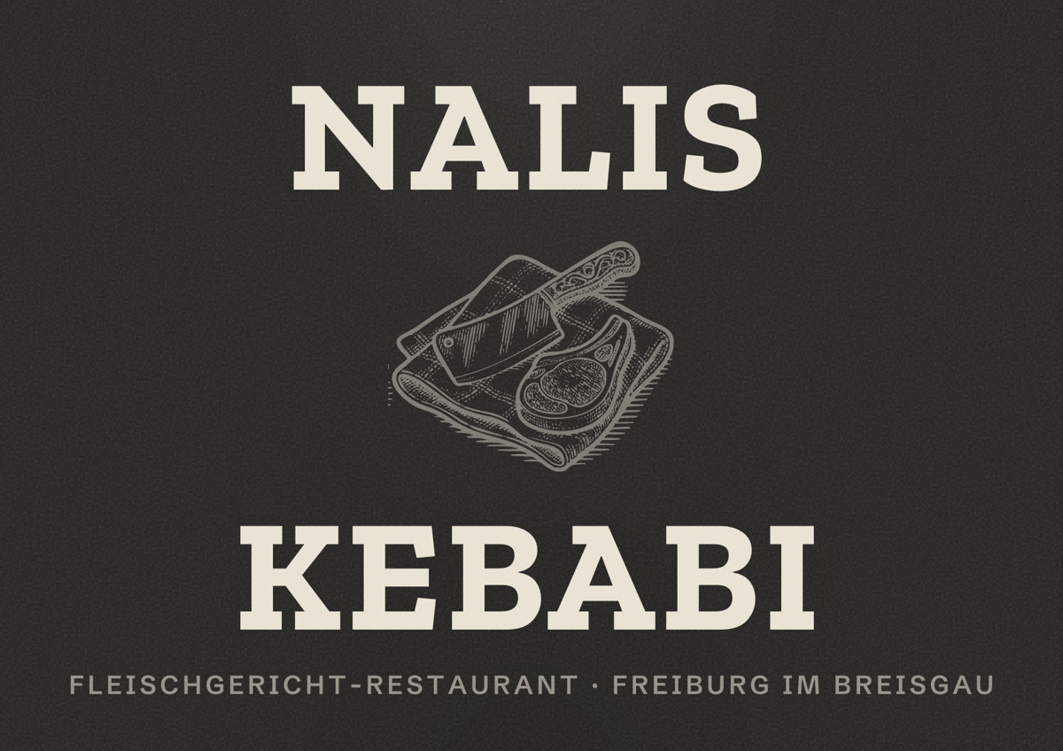 Illustriertes Poster von Nalis Kebabi, Fleischgericht-Restaurant in Freiburg im Breisgau