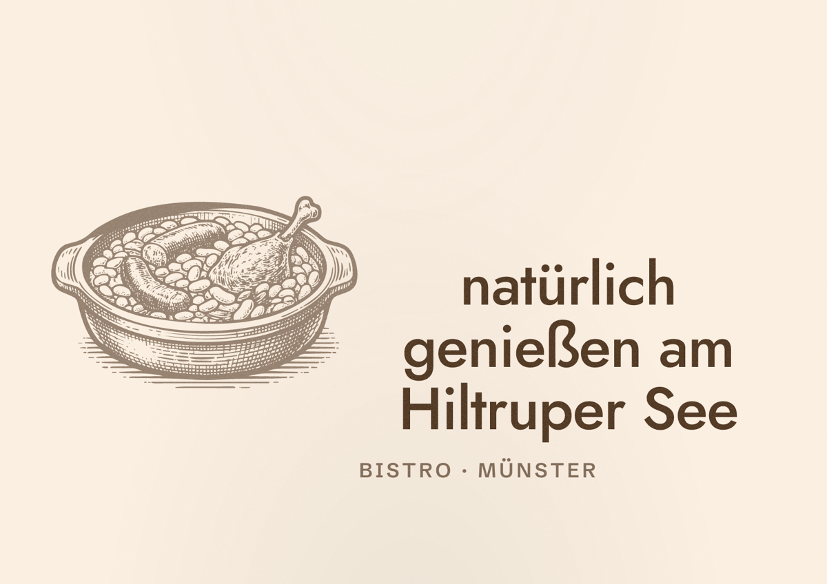 Illustriertes Poster von natürlich genießen am Hiltruper See, Bistro in Münster