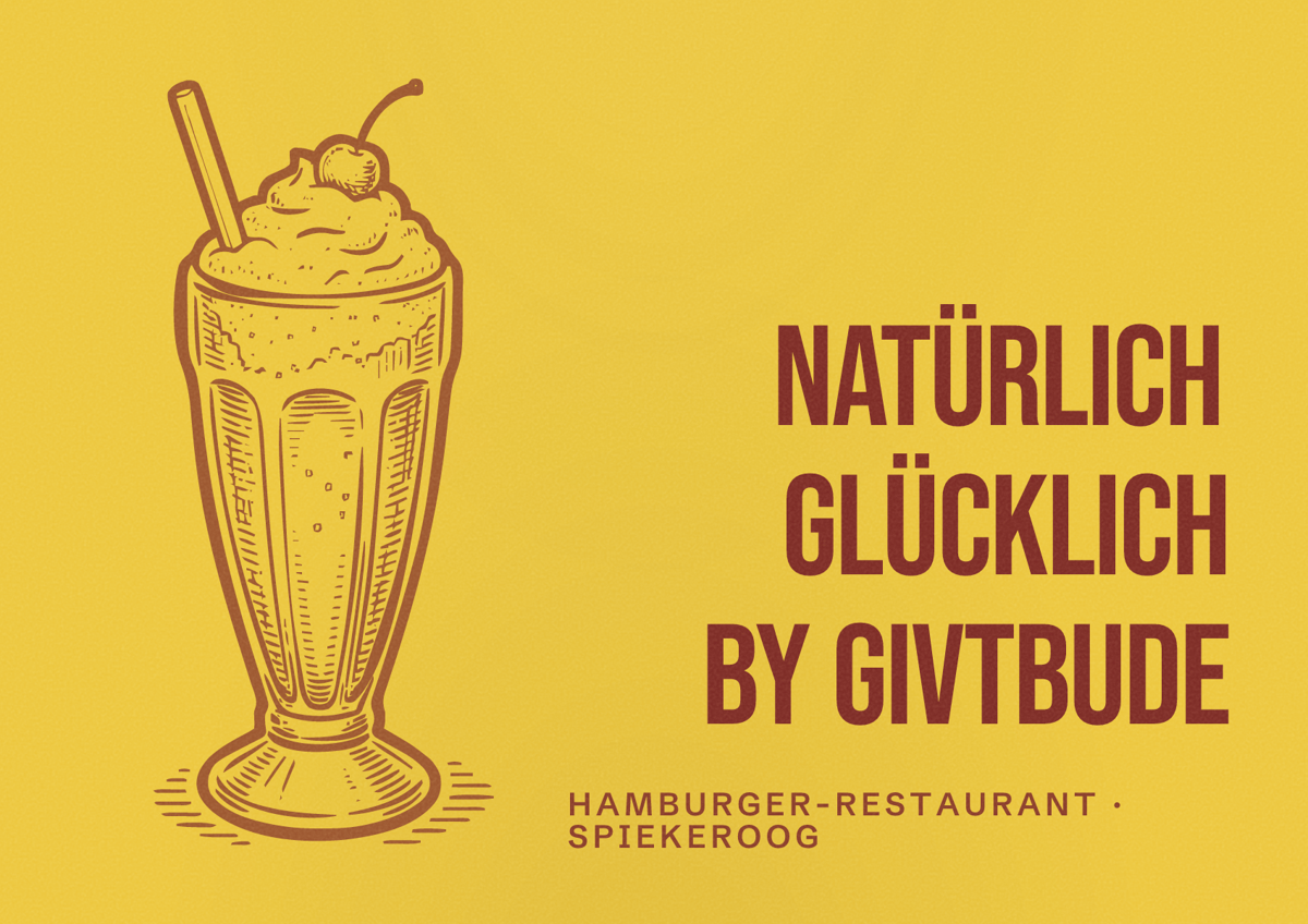 Illustriertes Poster von Natürlich Glücklich by Givtbude, Hamburger-Restaurant in Spiekeroog