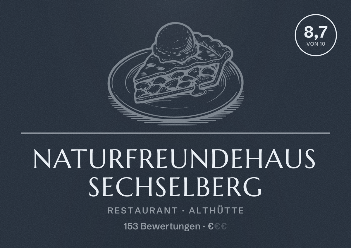 Illustriertes Poster von Naturfreundehaus Sechselberg, Restaurant in Althütte: Bewertung 8,7 von 10 aus 153 Bewertungen, Preisniveau €
