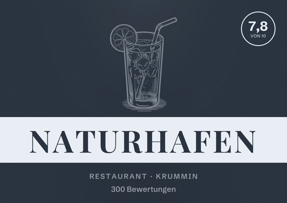 Illustriertes Poster von Naturhafen, Restaurant in Krummin: Bewertung 7,8 von 10 aus 300 Bewertungen