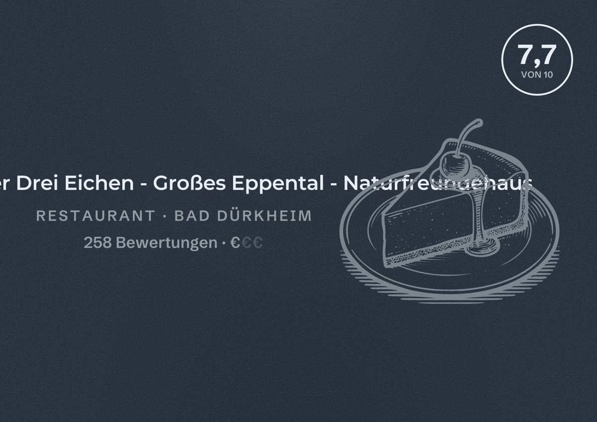 Illustriertes Poster von Naturzauber der Drei Eichen - Großes Eppental - Naturfreundehaus, Restaurant in Bad Dürkheim: Bewertung 7,7 von 10 aus 258 Bewertungen, Preisniveau €