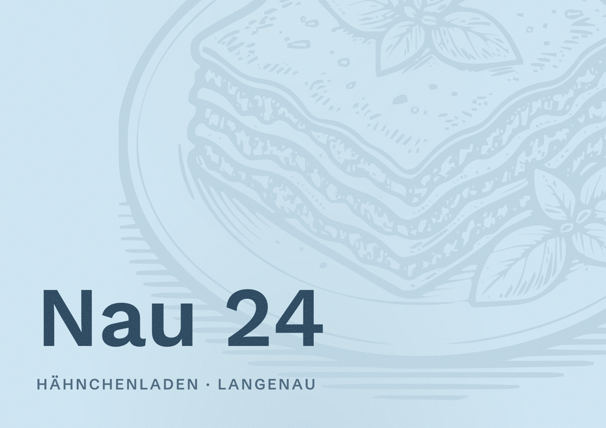 Illustriertes Poster von Nau 24, Hähnchenladen in Langenau